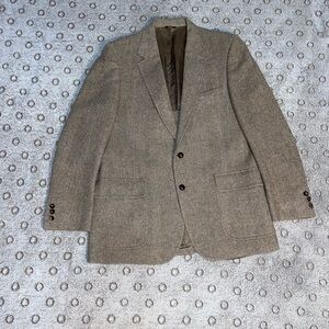 VTG Jas K. Wilson The Barrister Collection Herringbone Brown Tweed Jacket Sz 40R